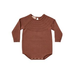 NWT Quincy Mae Dalia Knit Romper in Clay 18-24M